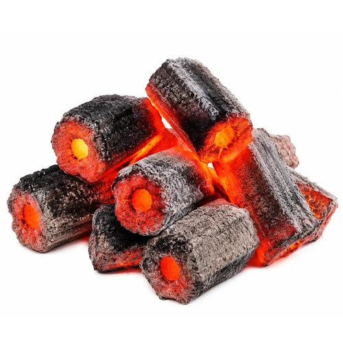 Sawdust briquettes for barbeque burned